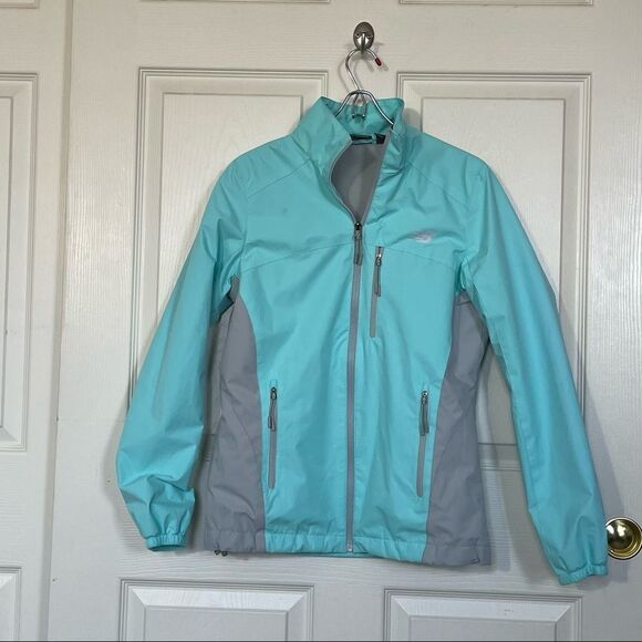 New Balance Mint Green/Baby Blue & Silver Front Zipper Woman’s Spring Jacket, S - Picture 5 of 12